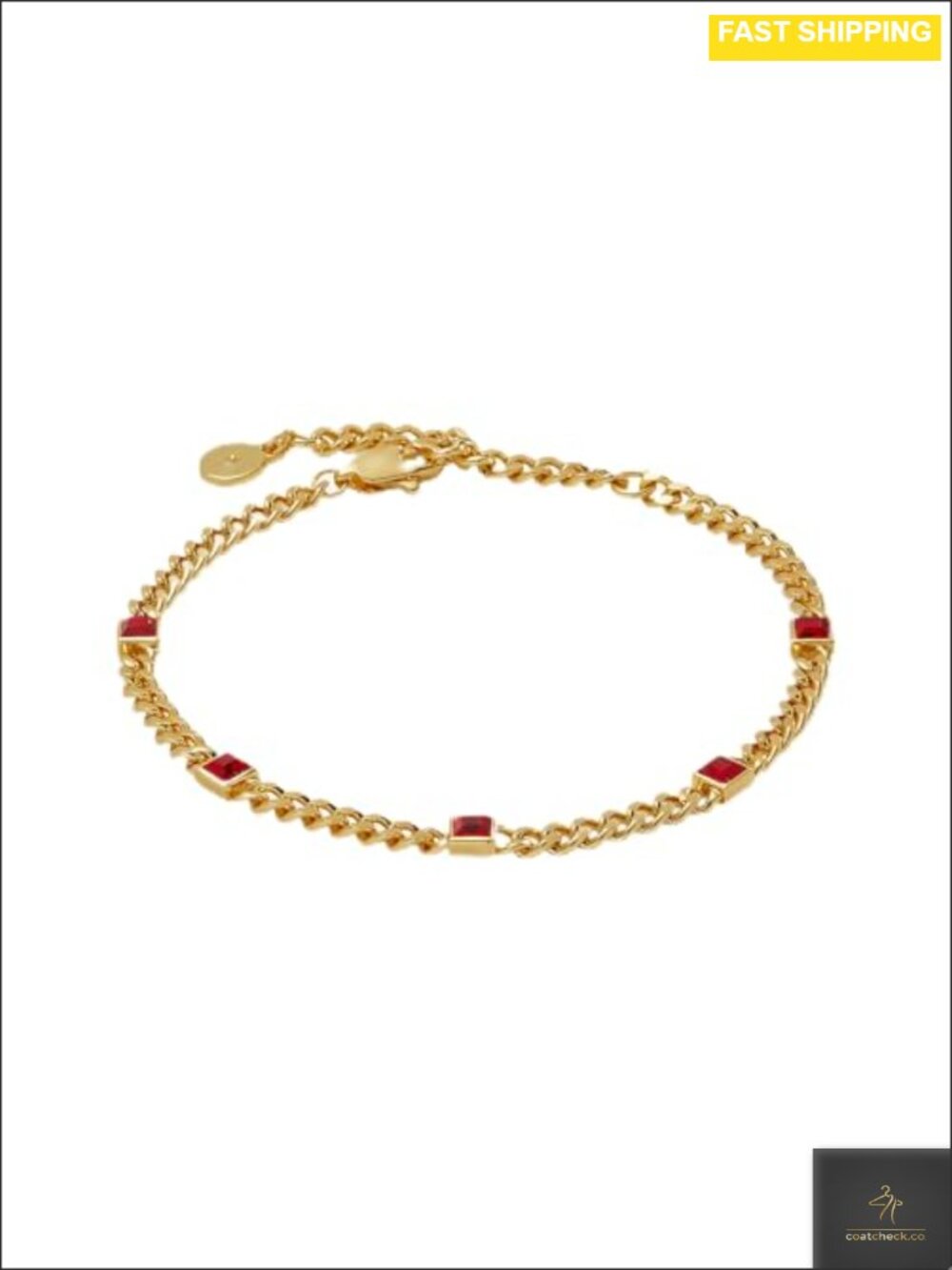 Bezel-Set Birthstone Curb Chain Bracelet Adjustable 6.5-8 Inch